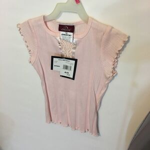 Jordache Girls 4/5 Satin Pale Tee Pink NWT
